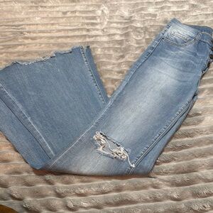 Women's Light Blue Distressed Jeans